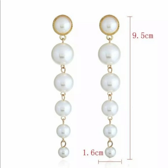 NEW Beautiful Big Pearl Long Tassel Earrings - Picture 4 of 5